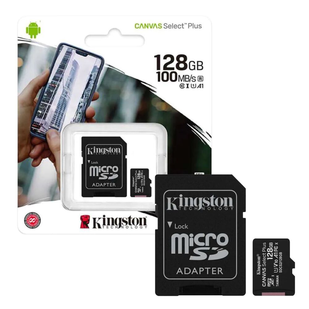 Delgado Soviético falta Tarjeta de memoria Kingston Canvas Select Plus MicroSD, 128GB, 100MB / s,  con adaptador