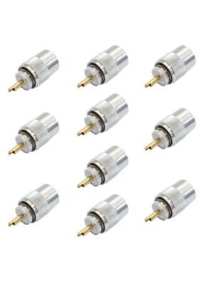Juego de 10 clavijas PNI PL259 para cable RG58, pin central dorado 9 mm