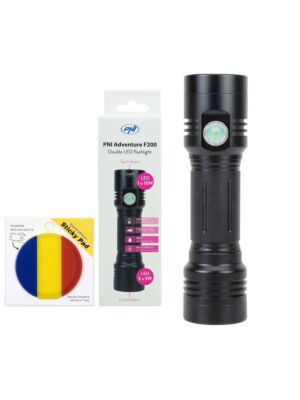 Paquete PNI Adventure F200 Linterna de aluminio de doble LED, batería de 4000mAh y almohadilla adhesiva Flag Stick Incluido