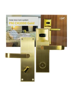 Control de acceso al hotel Yala PNI CH2000R Gold con lector de tarjetas abierto en el lado derecho