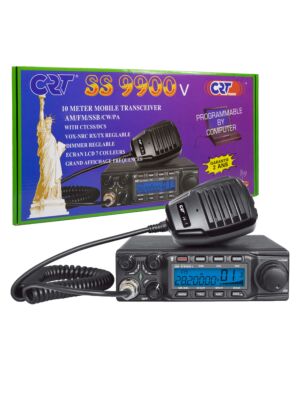 Estación de radioaficionado CRT SS 9900V AM, FM, LSB, USB, CW 28-29,7 MHz, ASQ, DTMF, Roger Beep, 12 V, CTCSS, DCS, programable