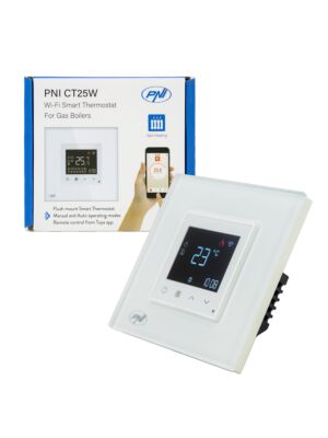 Termostato inteligente WiFi PNI CT25W para calefacción central de gas, montaje empotrado, 16 A, control desde la aplicación Tuya Sm