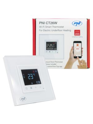 Termostato inteligente PNI CT26W WiFi suelo radiante eléctrico o grupo de bombeo, sensor de suelo incluido, 10A, m