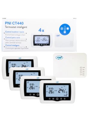 Termostato inteligente inalámbrico PNI CT440, con WiFi, control de 4 zonas vía Internet, para sistemas de calefacción, bombas, calentadores eléctricos