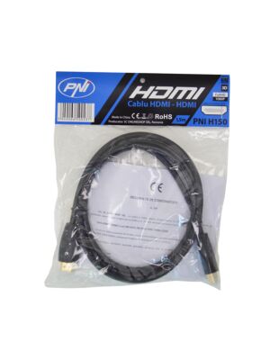 Cable HDMI PNI H150 Alta velocidad 1.4V, plug-in, Ethernet, dorado, 1.5 m