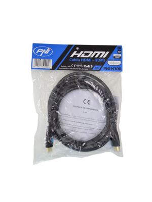 Cable HDMI PNI H300 High-Speed ​​1.4V, plug-in, Ethernet, dorado, 3m