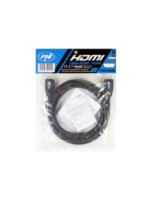 Cable HDMI PNI H300 High-Speed ​​1.4V, plug-in, Ethernet, dorado, 3m