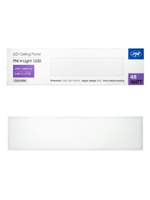 Panel LED PNI H-Light 1230 48W, 1200x300mm, 4800lm, 6400K, interior, empotrable