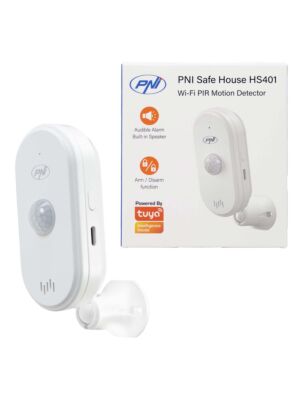 Sensor de movimiento PNI SafeHouse HS401 PIR con Wi-Fi, compatible con la aplicación Tuya, alarma audible de 80 dB, altavoz incorporado