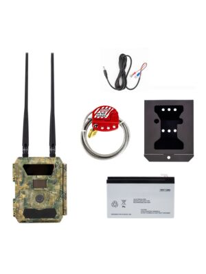 Kit de cámara de caza PNI Hunting 400C de 24MP, carcasa y cable de seguridad, batería de 7,2Ah, cable de alimentación