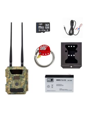 Kit de cámara de caza PNI Hunting 400C PRO 24MP, carcasa y tapa de seguridad, batería de 7,2 Ah y tarjeta de 32 Gb