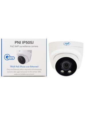 Cámara de videovigilancia PNI IP505J POE, 5MP, domo, 2,8mm, para exterior, blanca