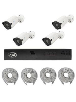 Paquete de videovigilancia con 4 cámaras y cables de 20 metros incluidos