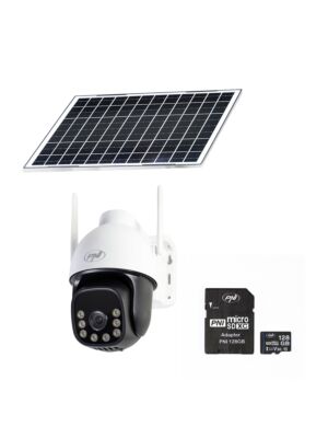 Paquete de cámara de videovigilancia PNI IP74 Live AOV Black Light de 4 MP y tarjeta PNI de 128 GB