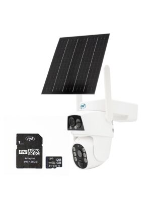 Paquete de cámara de videovigilancia GSM 4G PTZ PNI IP894 y tarjeta de memoria microSD PNI de 128GB