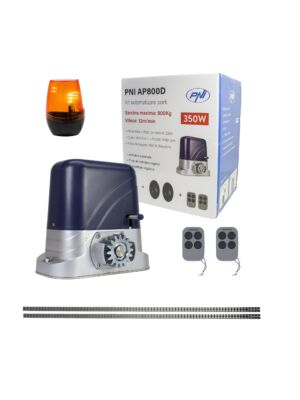 El kit de automatización de puertas PNI AP800D incluye un bastidor de motor de 4 m, fotocélulas, control remoto, lámpara, 230 V de desarrollo 1100 N y 8