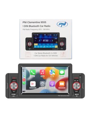 Reproductor MP5 para coche PNI Clementine 9555 Pantalla 1DIN 5 pulgadas 4 x 50W, Bluetooth, radio FM, Carplay, función RDS