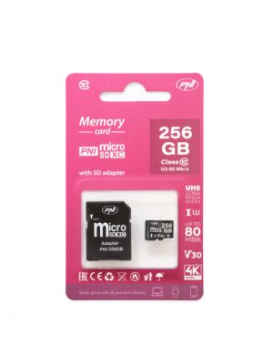 Tarjeta de memoria MicroSD PNI de 256 GB con adaptador SD