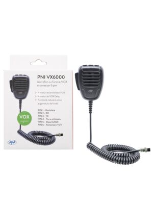 Micrófono PNI VX6000 con función VOX, de 6 pines, para emisoras de radio CB