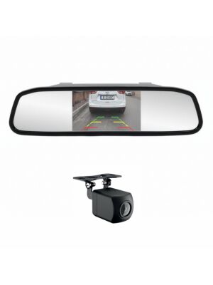 Sistema de aparcamiento inalámbrico PNI Escort P20 con pantalla de 4,3 pulgadas en el retrovisor y cámara.