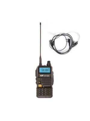 Paquete de emisora portátil de radio VHF/UHF CRT FP00 de doble banda y auriculares PNI HS84