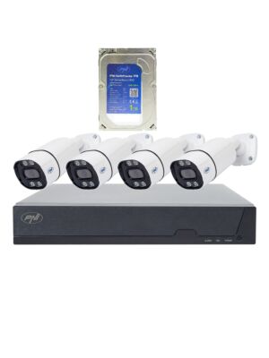 Paquete de kit de videovigilancia PNI House IPMAX POE 8, NVR con 4 cámaras y disco duro PNI SafeHouse de 1 TB.