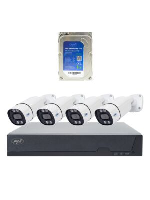Paquete de kit de videovigilancia PNI House IPMAX POE 8, NVR con 4 cámaras y disco duro PNI SafeHouse de 1 TB.