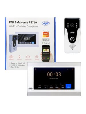 Videoportero inteligente PNI SafeHome PT750 WiFi HD, P2P, monitor interior, aplicación Tuya Smart dedicada, integración en