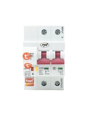 Fusible automático inteligente WiFi PNI SafeHome PT802P, 2P, 100A, control por internet, aplicación móvil Tuya Smart,