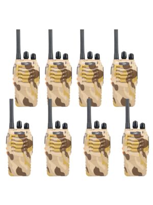 Kit 8 radios portátiles PNI PMR R40 CAMO PNI PMR R40 CAMO baterías, cargadores y auriculares incluidos.