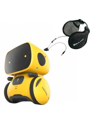 Paquete de robot inteligente interactivo PNI Robo One, control por voz, botones táctiles, amarillo + auriculares Midland Subzero