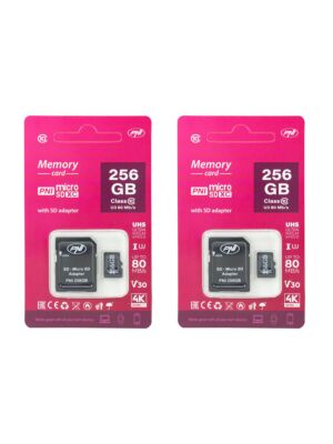 Paquete de tarjeta de memoria MicroSD PNI de 2 piezas de 2 GB con adaptador SD Clase 10, 80 Mb/s, V30