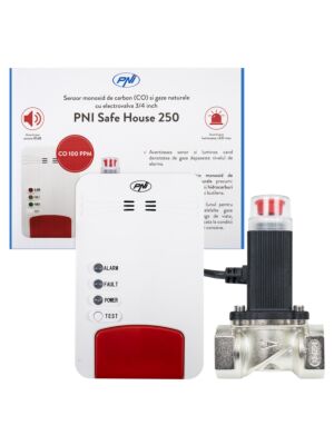 Kit PNI Safe House Dual Gas 250 con sensor de monóxido de carbono (CO) y gas natural y válvula solenoide