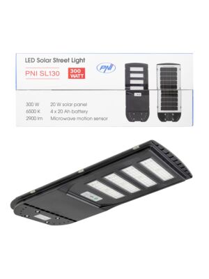 Lámpara de alumbrado público PNI SL130 de 20W, con panel solar incorporado de 20W, 6500K, 2900lm, 4 x batería incorporada de 20Ah, s