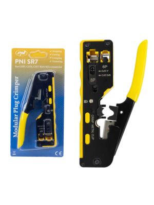 Alicate PNI SR7, para cortar y pelar cables y engarzar enchufes RJ12, RJ45 CAT5, CAT6, CAT7, amarillo