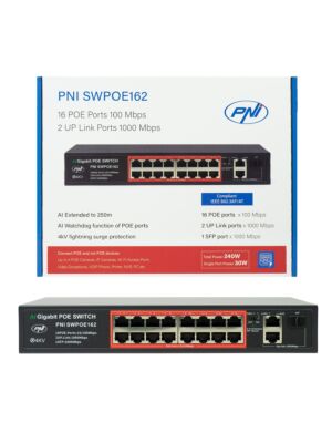 Conmutador POE PNI SWPOE162, 16 puertos