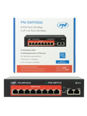 Switch POE PNI SWPOE82 con 8 puertos POE