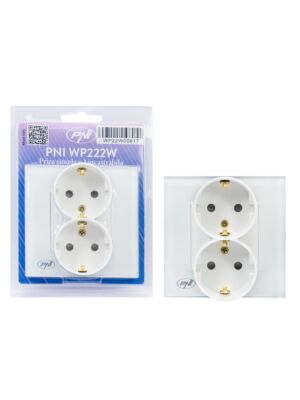 PNI WP222W base de empotrar simple x2 con marco de cristal blanco