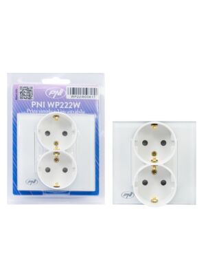 PNI WP222W base de empotrar simple x2 con marco de cristal blanco