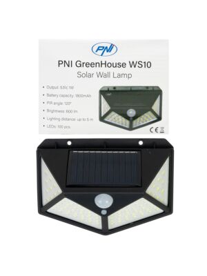 Lámpara solar LED PNI GreenHouse WS10 montaje en pared