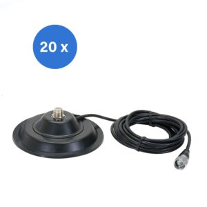 Caja con 20 bases magnéticas PNI 145/PL de 145 mm, cable de 4 m y conector PL259.