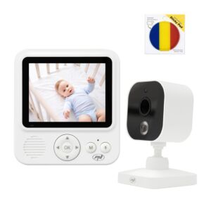 Paquete de vídeo: Monitor de bebé PNI BM280, pantalla inalámbrica de 2,8 pulgadas a 2,4 GHz con almohadilla adhesiva incluida