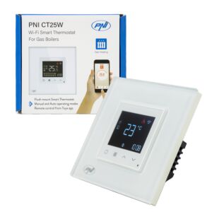 Termostato inteligente WiFi PNI CT25W para calefacción central de gas, montaje empotrado, 16 A, control desde la aplicación Tuya Sm