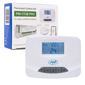 Unidad de control de termostato PNI CT28 PRO inalámbrico, para calefacción por suelo radiante compatible con el módulo de control Electrova