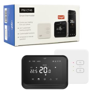 Termostato inteligente PNI CT45 inalámbrico, con WiFi, control por Internet, para plantas de calefacción, APP TuyaSmart