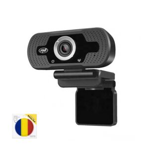 Paquete de cámara web PNI CW2860 Full HD 4MP, USB, clip on, micrófono integrado y bandera de stick adhesivo