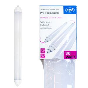 Luminaria LED lineal PNI D-Light 3600, 36W, 6500k, IP65 protegida contra el agua, el polvo y la corrosión, para