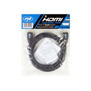 Cable HDMI PNI H300 High-Speed ​​1.4V, plug-in, Ethernet, dorado, 3m