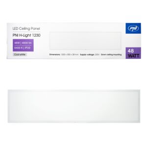 Panel LED PNI H-Light 1230 48W, 1200x300mm, 4800lm, 6400K, interior, empotrable