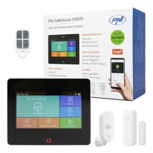 PNI SafeHouse HS670 WiFi GSM 4G Sistema de alarma inalámbrico, pantalla táctil a color, 99 zonas inalámbricas, soporte 5 números de teléfono